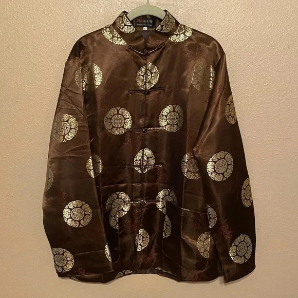 VINTAGE Chinese Embroidery BLAZER Brocade JACKET Lined Pockets Cuffs Size (M) - Picture 2 of 8